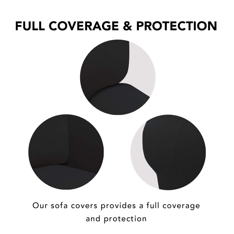 PureFit Super Stretch 4 Seater Sofa Slipcover â€“ Spandex Non Slip Soft Couch Sofa Cover, Washable Furniture Protector with Non Skid Foam and Elastic Bottom for Kids, Pets ï¼ˆXX Large, Blackï¼‰ - Image 3